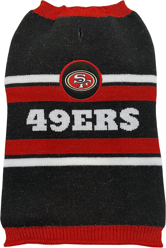 Elegant NFL San Francisco 49ers Dog Sweater Size Extra Small. Warm and Cozy Knit Pet Sweater with NFL Team Logo Puppy Sweater for Large and Small DogsAbout ThisOverview Optimized