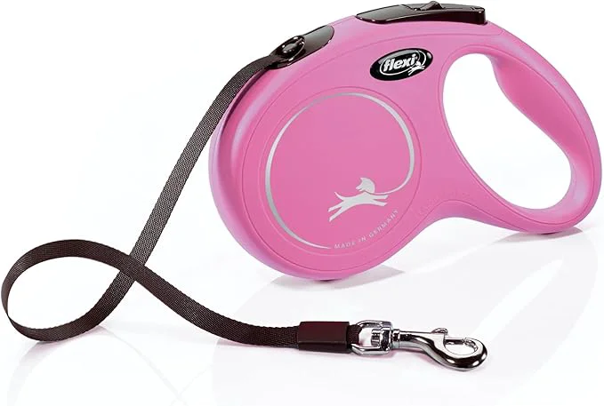 Secure FLEXI New Classic Tape Retractable Dog Leash for Medium Dogs Upto 55 lbs. – 16 ft. Pink Tangle Pet Walking Leash with One-Handed Brake Pause Lock German Quality ProductAbout ThisOverview High-Performance