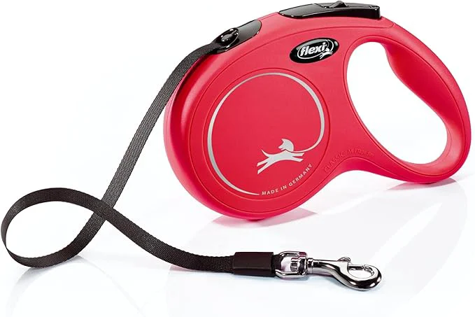 Superior FLEXI New Classic Tape Retractable Dog Leash for Medium-Sized Dogs Upto 55 lbs. – 16 ft. Red Tangle Pet Walking Leash with One-Handed Brake Pause Lock German Quality ProductAbout ThisOverview Specialty