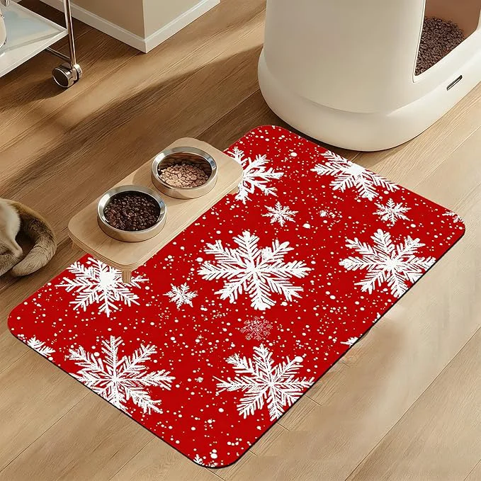 High-Grade Chirtsmas Snow Flower Pet Food Mat for Cats and Dogs–Absorbent Quick Dry Feeding Placemat Non Slip Rubber Base Waterproof Bowl Mat for Indoor Use Pet Supplies 16 x24 About ThisOverview First-Class