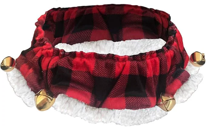 Solid Huxley Kent Ruff Pet Scrunchy Buffalo Check Medium Festive Christmas Holiday Neckwear for Dogs Cats Fun Stretchable Costume Accessory Soft Collar with BellsAbout ThisOverview Practical