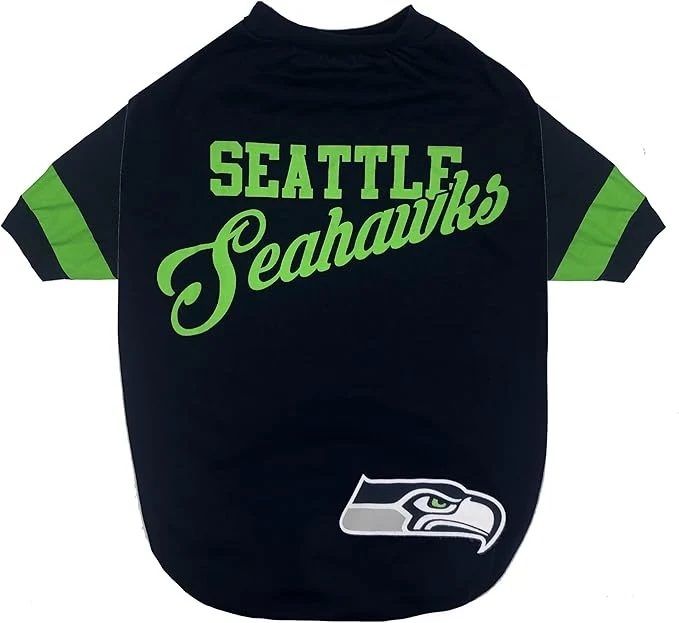 Unique Pets First NFL Seattle Seahawks T-Shirt for Dogs Cats Large. Football Dog Shirt With Fashionable Stripe Design Durable Cute Sports Pet Tee Outfit SEA-4146-LG About ThisOverview Contemporary