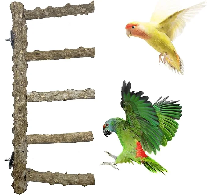 Eco-Friendly Allazone 3 PCS Nature Wood Bird Ladder Perch Nature Wood Stand Parrot Chew Toy Relaxed
