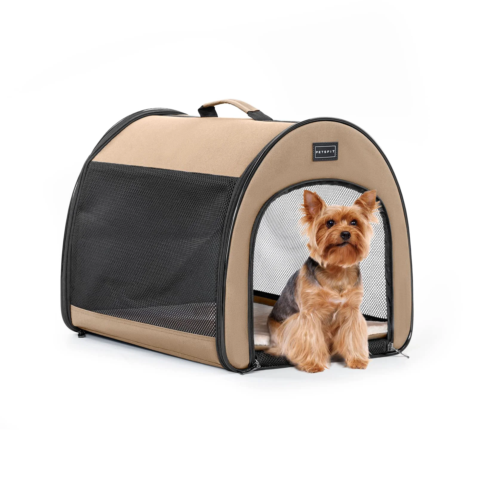 Artisan PETSFIT Portable Dog Crate 19 Inch Lightweight Travel Kennel Khaki Professional