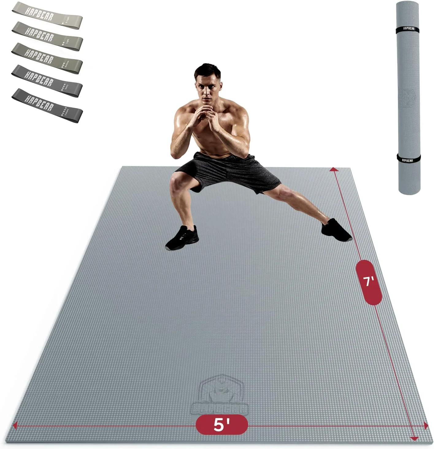 Exceptional HAPBEAR Extra Large Exercise Mat-7’x5′ 6’x8′ 6’x9′ 6’x10′ 6’x12’x8mm 1 3 inch Non-Slip Ultra Durable Thick Workout Mats for Home Gym Flooring Cardio Yoga Mats for Fitness High-Density Exercise Mat Shoes-Friendly Consistent