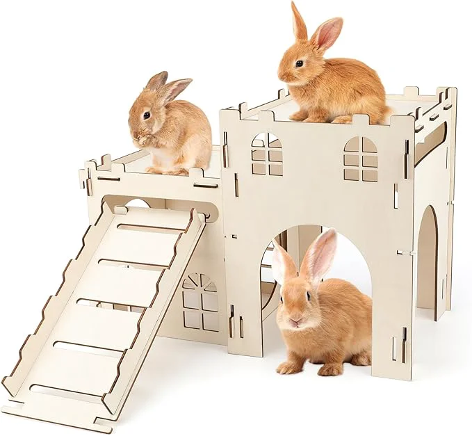 Comfortable BWOGUE Extra Large Wooden Bunny Castle Hideout Split Balcony for Indoor Bunnies Multistory Climbing Tower Hideout with Stairs Ventilated Sturdy House for Rabbits Guinea Pigs and ChinchillasAbout ThisOverview High-End
