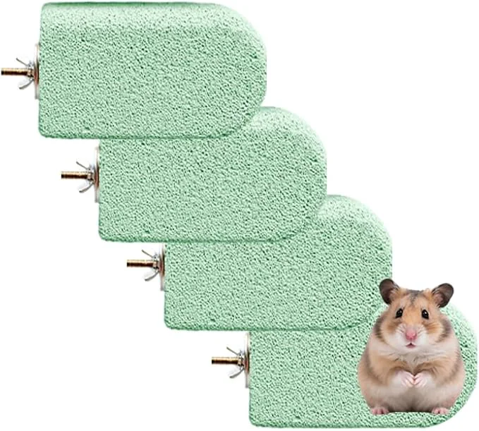 Recyclable 4 Pack Large Size Lava Ledge for Small Pets – Chinchilla Hamster Parrot – Grinding Jumping Platform in CyanAbout This High-Grade