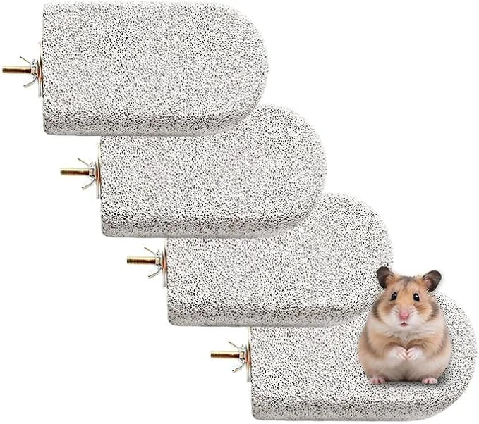 Trendy 4 Pack Large Size Lava Ledge for Small Pets – Chinchilla Hamster Parrot – Grinding Jumping Platform in GrayAbout This Luxury