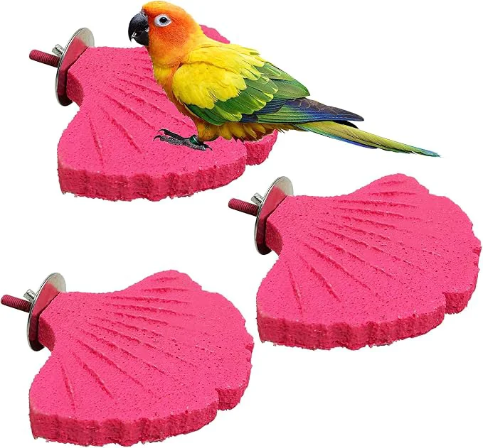 Elegant 3 Pcs Parrot Perch Resin Bird Beak Grinding Stone Leaf Shape Perch Stand Foot Consistent