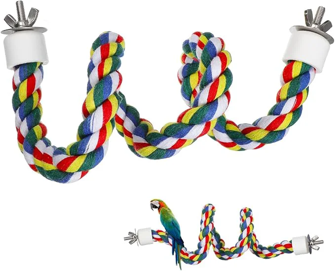 Prestigious Bird Rope Perch 24 Inch Colorful Cotton Parrot Bungee Swing Bendable Cage Selected