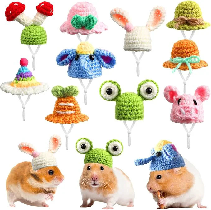 Official Kajaia 10 Pcs Hamster Hat Small Animals Cute Tiny Hat Mini Hand Knitted Hats for Snakes Pets Bearded Dragon Guinea Pig Bunny Costume Accessories Easter Holiday Parties Fresh Style About ThisOverview Sustainable