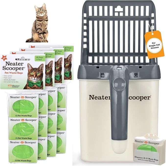 Sophisticated Neater Pet Brands Neater Scooper Standard Cat Litter Scoop 195 Refill Bags – Smooth