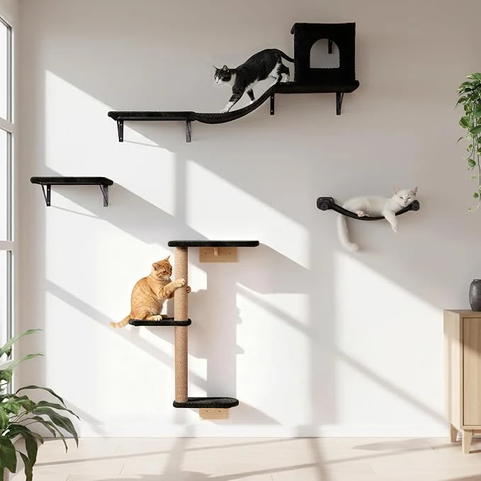 Luxury Wall Mounted Cat Furniture Set of 4 – 4 in 1 Cat Wall Shelves Stylish