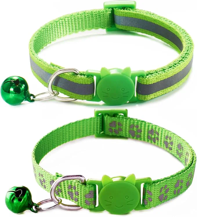Durable FluorescentCat Collar with Bells Hot Pink Break Away Kitten Collar with Bells Prestigious