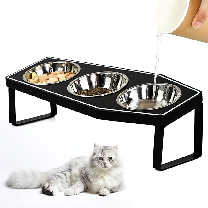Specialty Gothic Cat Food Bowls d Raised Cat Bowls for Indoor Non-Slip Stand Wood Board Stainless Steel and Whisker Friendly Food Bowls Cat Bowl 3 About ThisOverview Exceptional