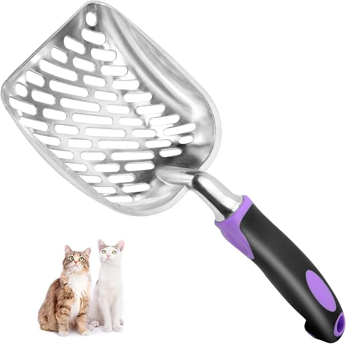 Soft Cat Litter Scoop-Metal Cat Scooper-Long Handle Scoop Cat Scooper-Poop Fine