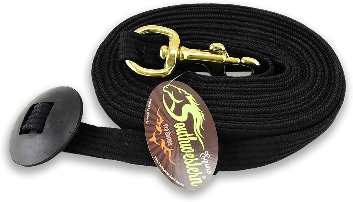 Authentic Southwestern Equine Lunge Line for Horses Cotton Horse Lunge Line with Bolt Snap Rubber Stop Black 24′ High-End