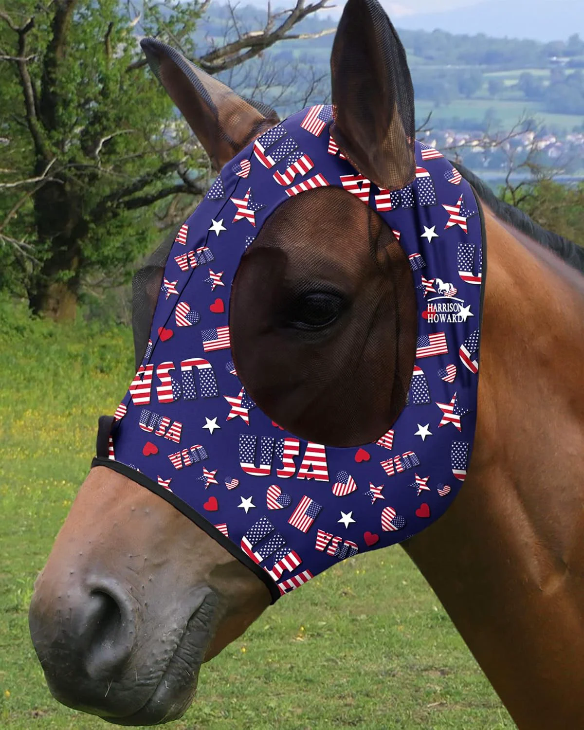 Contemporary Harrison Howard Super Comfort Stretchy Fly Mask Large Eye Space with UV Protection Soft on Skin with Breathability Classic Letters S Elite