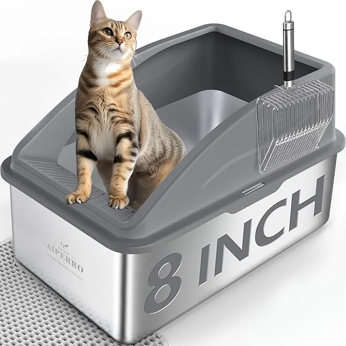 Selected Stainless Steel Litter Box XXL Deepened 8 Design Enclosed Box Traditional