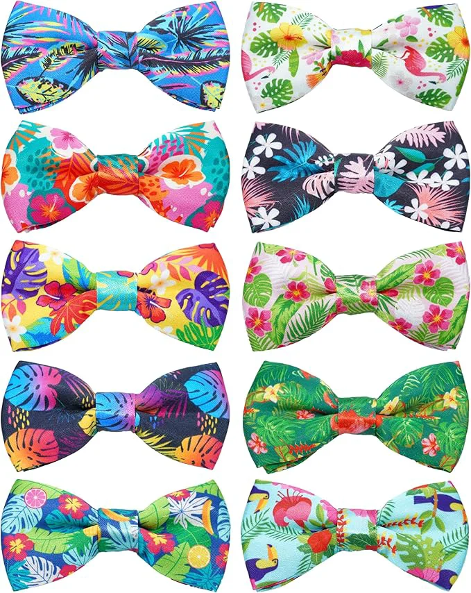 Advanced PET SHOW 10 Pack Summer Big Dog Bow Ties for Large Medium Dogs Sliding Collar Attachments Hawaiian Bowties Floral Fruit Bowknots Party Holiday Pet Grooming Accessories Large About ThisOverview User-Friendly