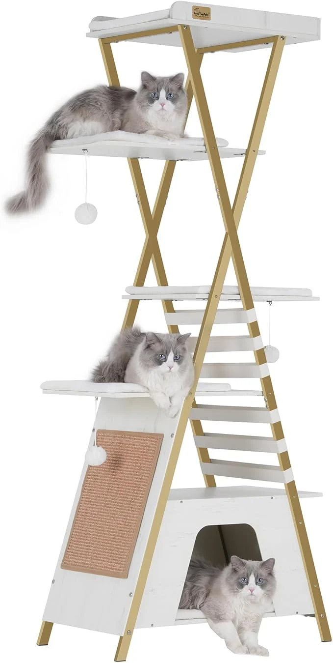 Natural FourFurPets 72.4 Cat Tree Modern Cat Tower Trendy