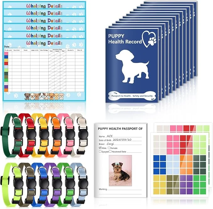 Authentic Puppy Whelping Supplies Kit Include 12 Puppy Shot Record Booklets 6 Record Classic