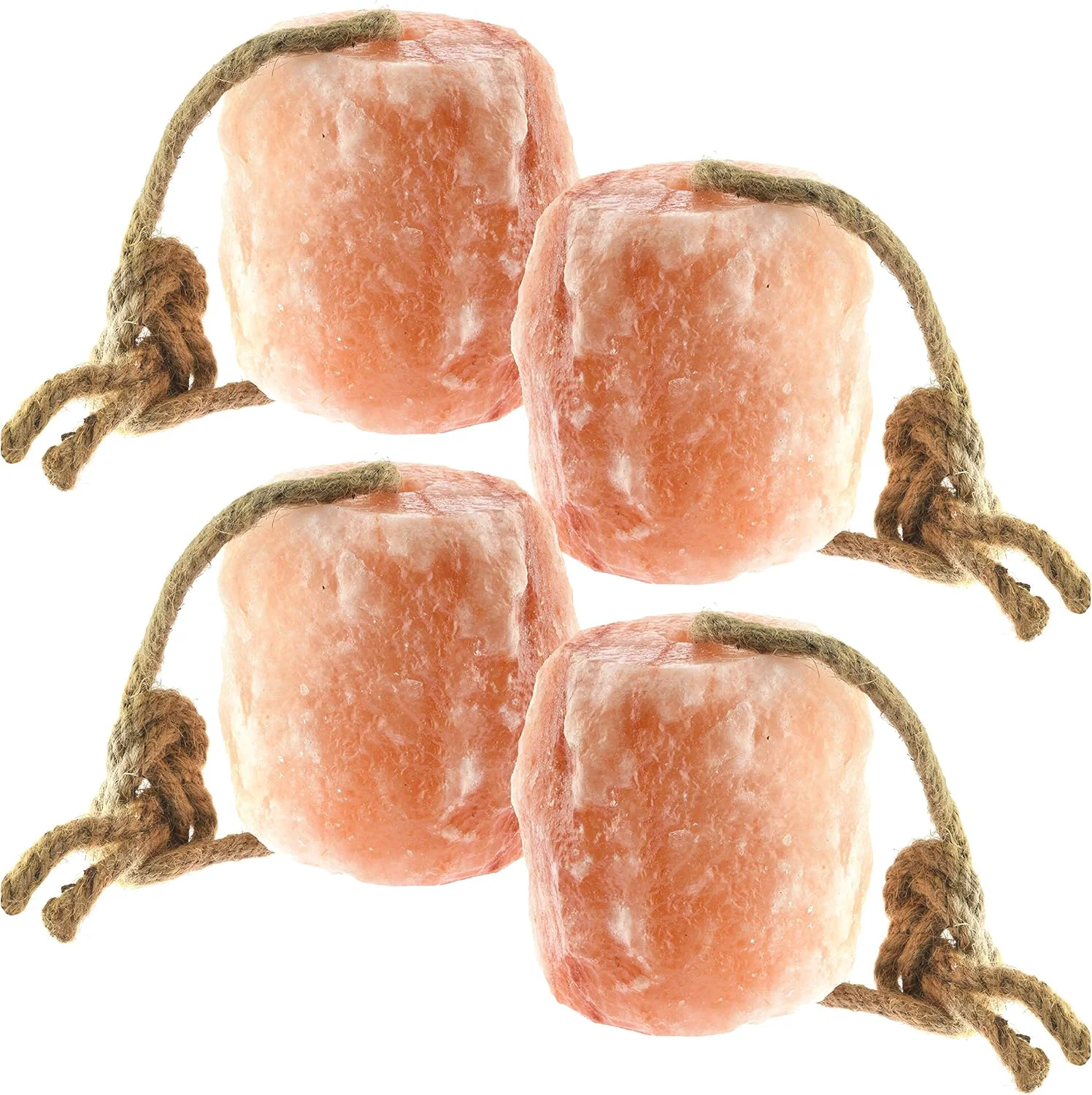 Green UMAID Himalayan Salt Lick 6 lbs. on Rope for Horses Deer Goats Cow Sheep Cattle Alpacas and Livestock – Mineral Horse Treats Natural Himalayan Rock Salt Block for Deer and Horses 4 Pack Relaxed