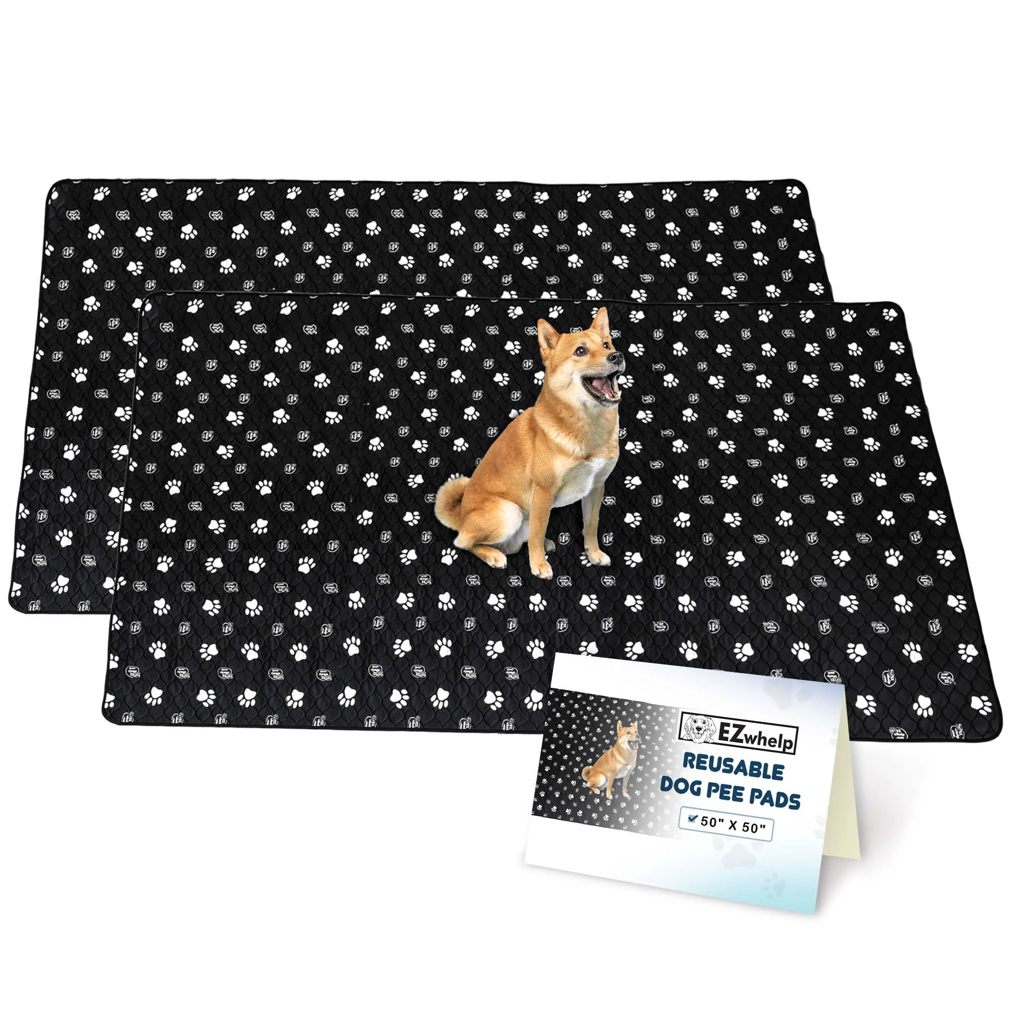 Trendy EZwhelp Reusable Dog Pee Pads 50×50 — Washable Waterproof Mats 2 Pack Superior