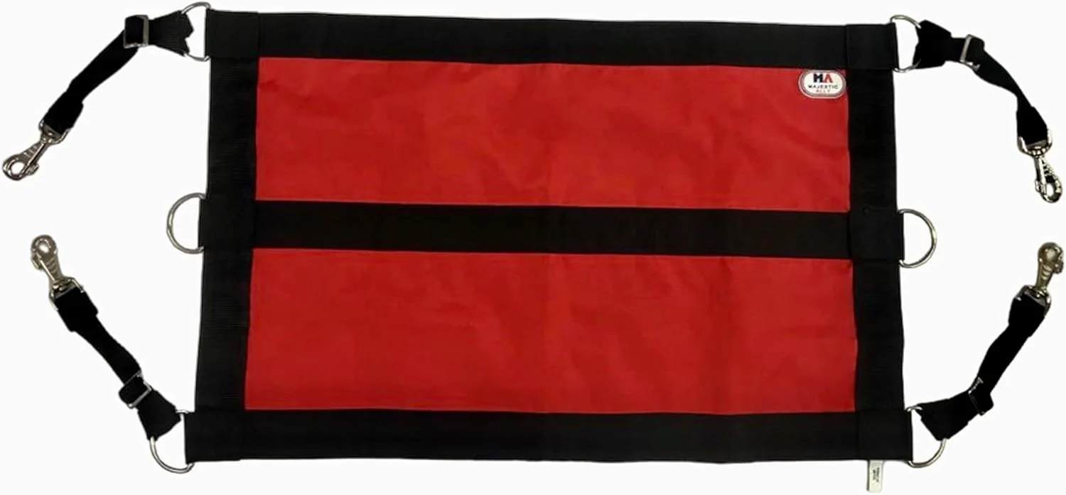 Solid Majestic Ally 1200D 29 x19 Horse Stall Guard with Replaceable and Adjustable Length Straps and Replaceable Hardware Red Black Fashionable
