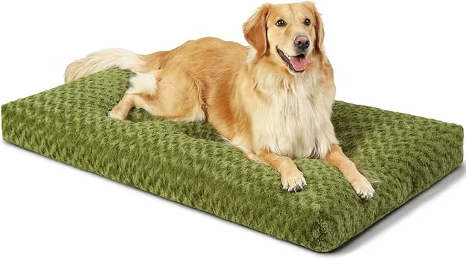 Smart KSIIA Washable Dog Bed Comfy Dog Crate Pad Deluxe Plush Pet Bed Non-Slip Kennel Pad for Jumbo Dogs 47 x 29 GreenAbout ThisOverview Fine