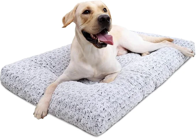Stylish KSIIA Washable Dog Bed Deluxe Plush Dog Crate Pad Comfy Pet Bed Non-Slip Kennel Pad for Extra Large Dogs 44 x 32 GreyAbout ThisOverview Excellent