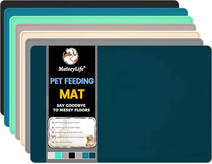 High-End MateeyLife Dog Cat Food Mat Waterproof Nonslip Silicone Feeding Mats Responsible