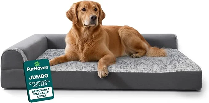 Contemporary Furhaven Orthopedic Dog Bed for Large Dogs w Removable Bolsters Washable Original Design