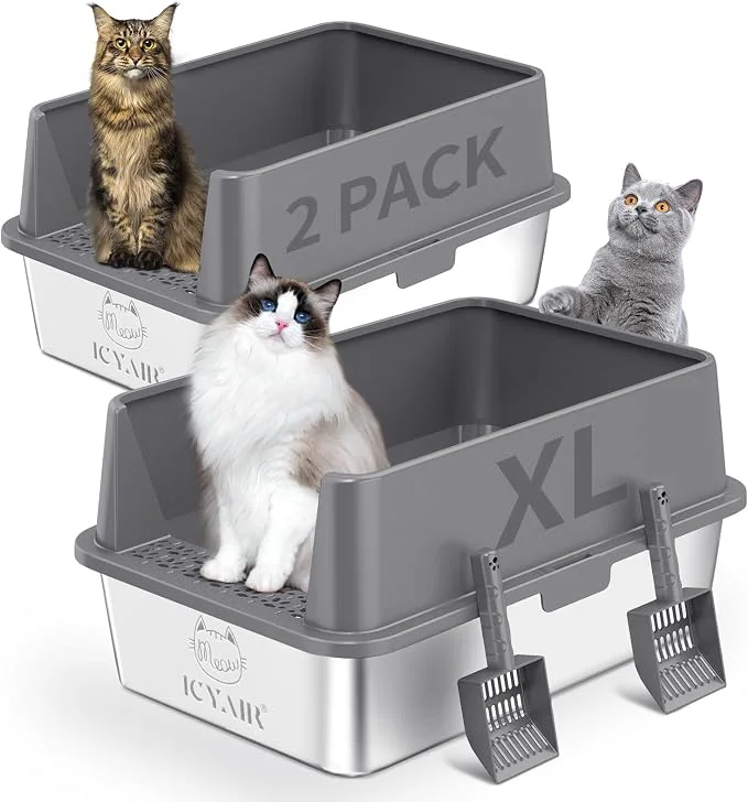 Classic 2PACK Stainless Steel Cat Litter Box Premium