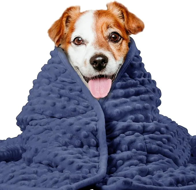 Flexible LaSyL Weighted Blanket for Pets Thunder Blanket for Dogs Anxiety Premium Soft Minky Relaxation Calming Anti Anxiety Used in Car Bed Couch Dark Blue Washable Large 40 x47 About ThisOverview Specialty