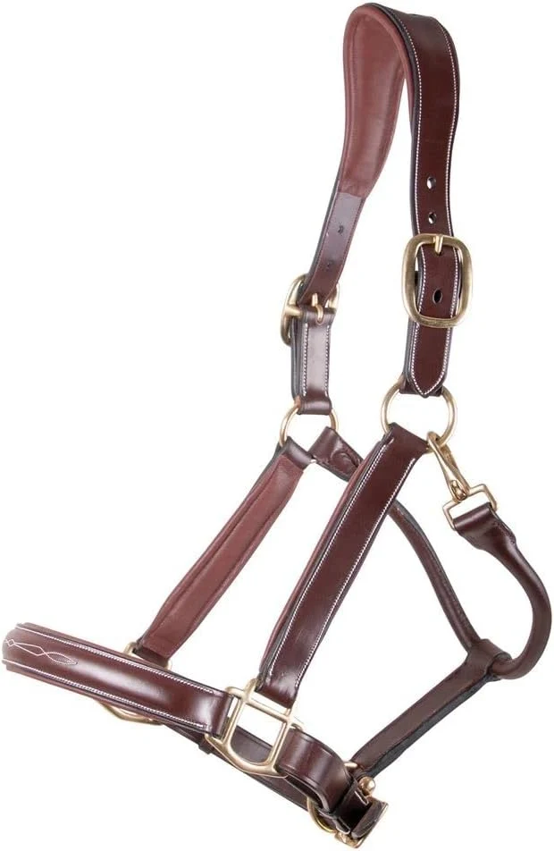 Original Joseph Sterling Comfort Crown Leather Halter for Horses Memory Foam Interior for Comfort Anatomical Design Radiant Chocolate Color with Fancy Stitch Design Healthy