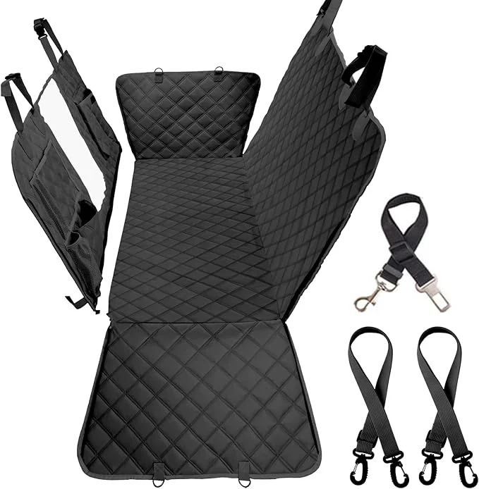 Fine Dog Car Seat Cover for Back Seat Dog Hammock for Car Waterproof Backseat Cover for Dogs in Car SUV Truck with Mesh Window and Multiple PocketsAbout ThisOverview Traditional