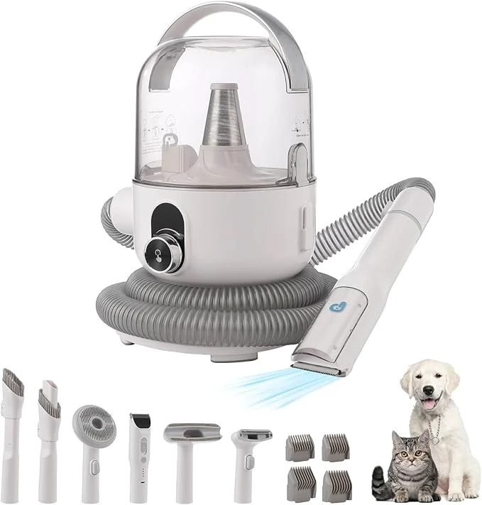 Certified Dog Grooming Kit Pet Grooming Kit 2L Large Container Quiet Pet for Shedding Dog Hair Trimmer for Home and Professional Use Gray Breathable