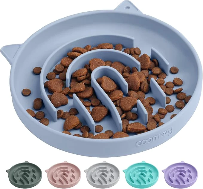 Responsible Coomazy Silicone Slow Feeder Dog Cat Bowls Interactive Puzzle Toy for Pets Food Training Keeps Dogs Cats Busy Prevents Puppy Kitty Overeating Light Blue 1.4Cup About ThisOverview Elite