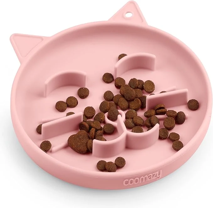 High-Grade Coomazy Silicone Slow Feeder Dog Cat Bowls Interactive Puzzle Toy for Pets Dry Wet Food Training Keeps Dogs Cats Busy Prevents Puppy Kitty Overeating Pink 0.8 Cup About ThisOverview Healthy