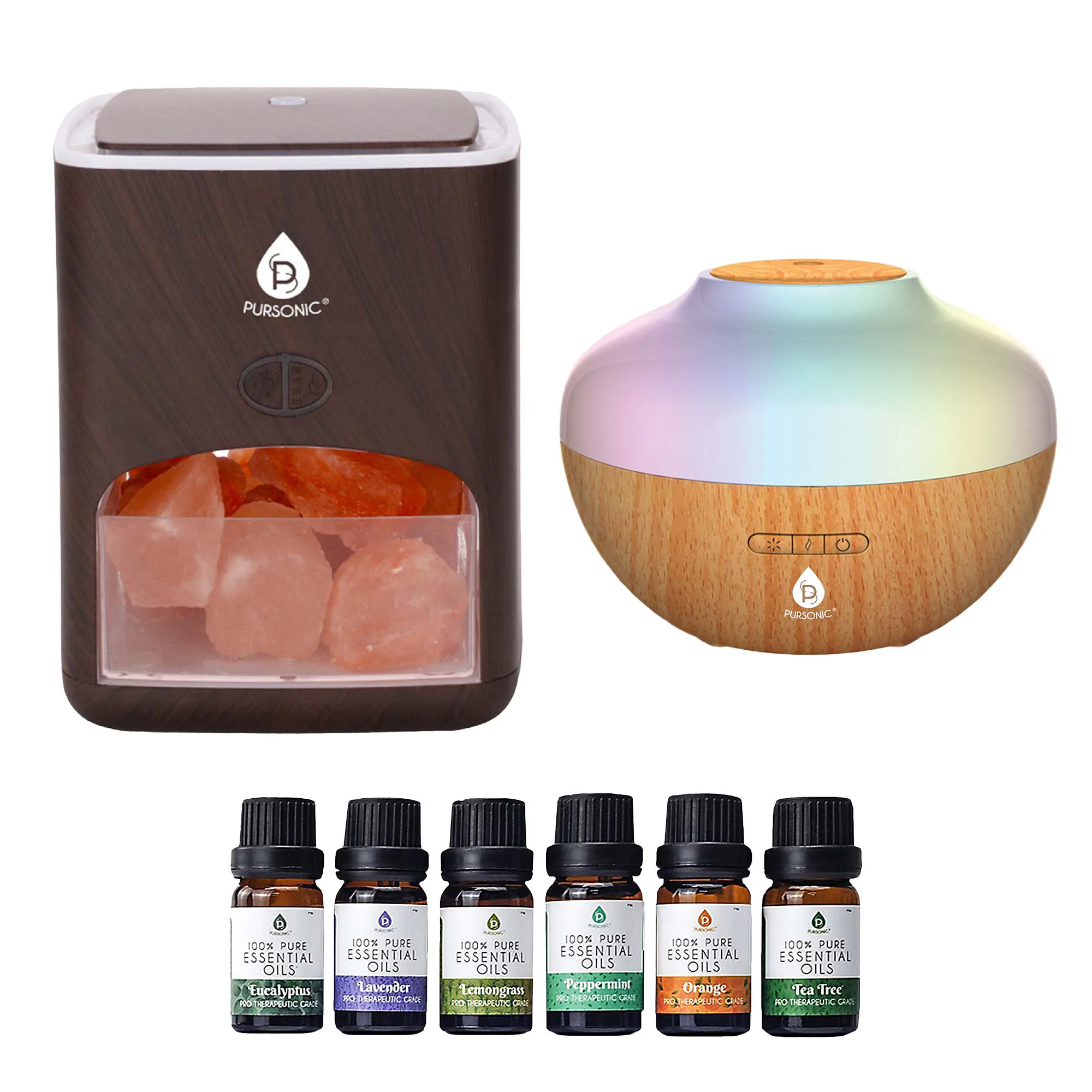 Fashionable Pursonic Himalayan Salt Lamp Aromatherapy Diffuser Wellness Set Dependable