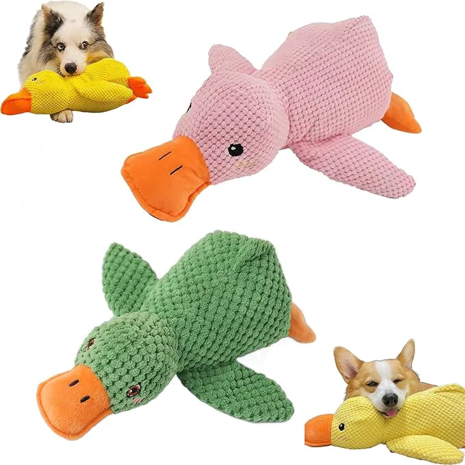 Elite Calming Duck Toy for Dogs The Dog Calming Duck Dogs’ Emotional Support Ducks Yellow Stuffed Ducks Dog Chew Toys Interactive Toys for Chewers Green Pink About This Recyclable