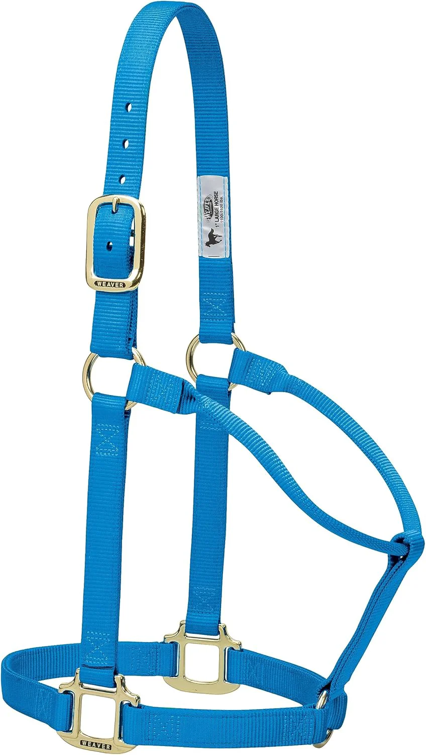 Smart Weaver Equine Nylon Horse Halter Triple-Ply Cheek Design Non Adjustable Halters for Horses Equine Tack Average Size Black Classic