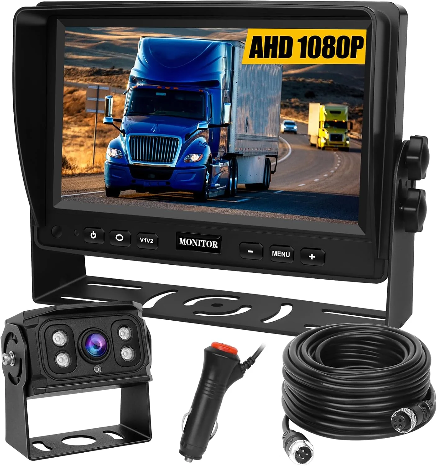 Verified Backup Camera for Truck RV Back up Camera with Screen Kit HD 1080P 7inch Reverse Monitor Rear View Cameras for Trailer Bus Tractor Vehicle with 170 Degree IP69K Waterproof IR Night Vision. Professional
