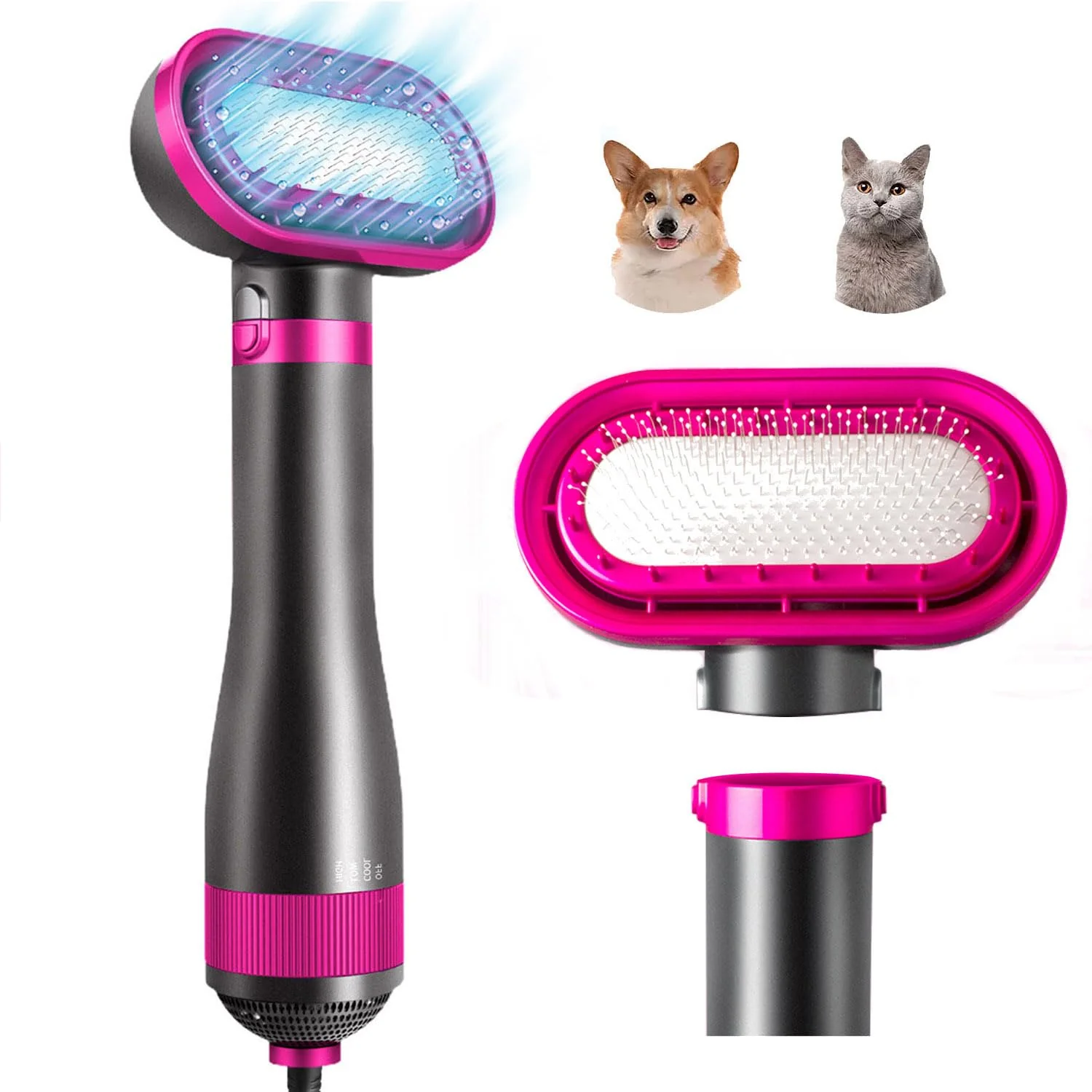 Organic HZXINWANG Dog Hair Dryer — 2-in-1 Grooming Tool 300W 360° Airflow 3-Temp Settings for Small to Medium Pets Contemporary