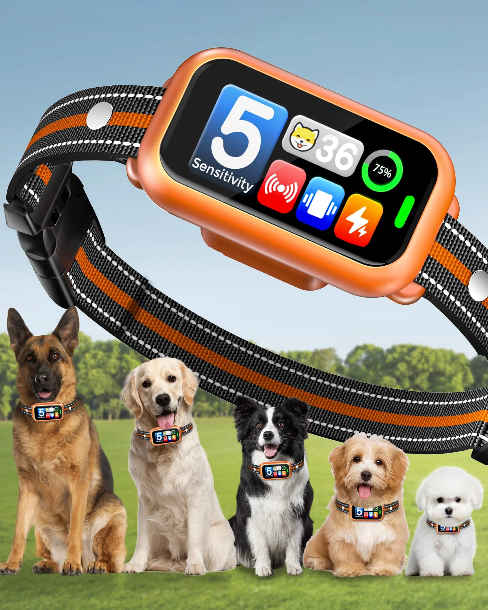 Enhanced Cnyrbt Dog Bark Collar – Humane Training Beep Vibration Shock Ultra-Light IP67 Waterproof Fashionable