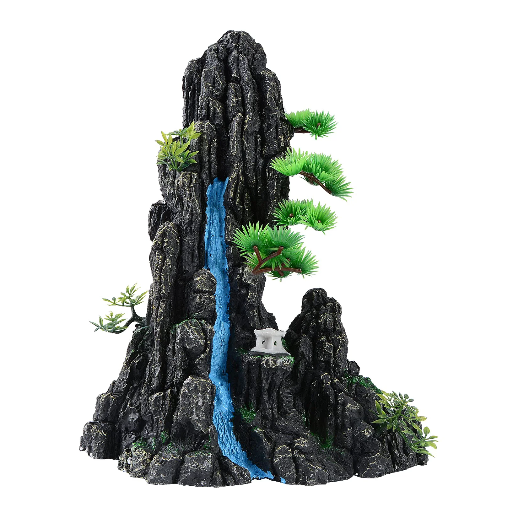 Specialty Mairuker Mountain View Aquarium Decor Tall Rock Habitat with Gazebo Waterfall Elegant