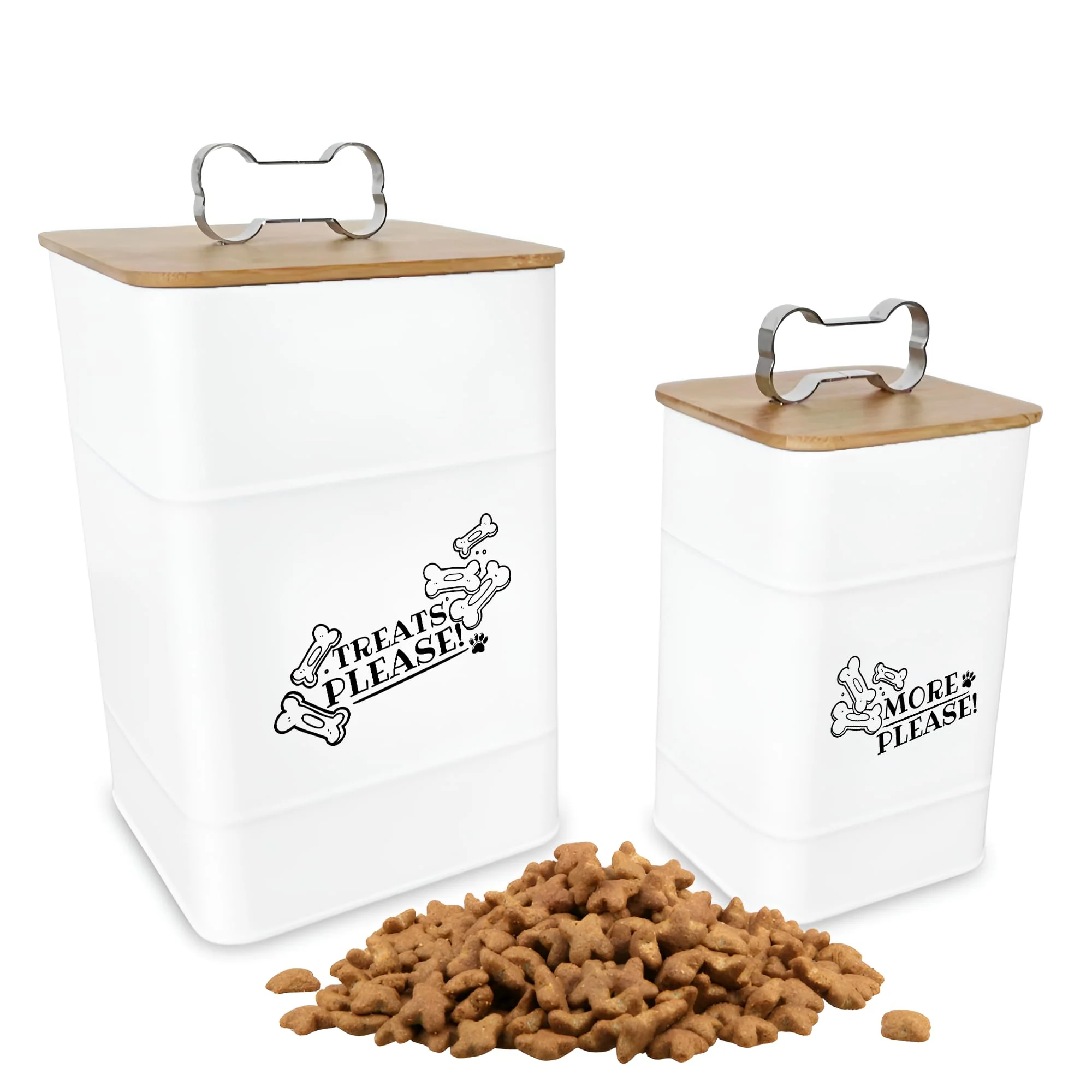 Comfortable Rockyhaus Treat Container w Airtight Bamboo Lid 2-Pack Farmhouse Large Dog Treat Jars Clean