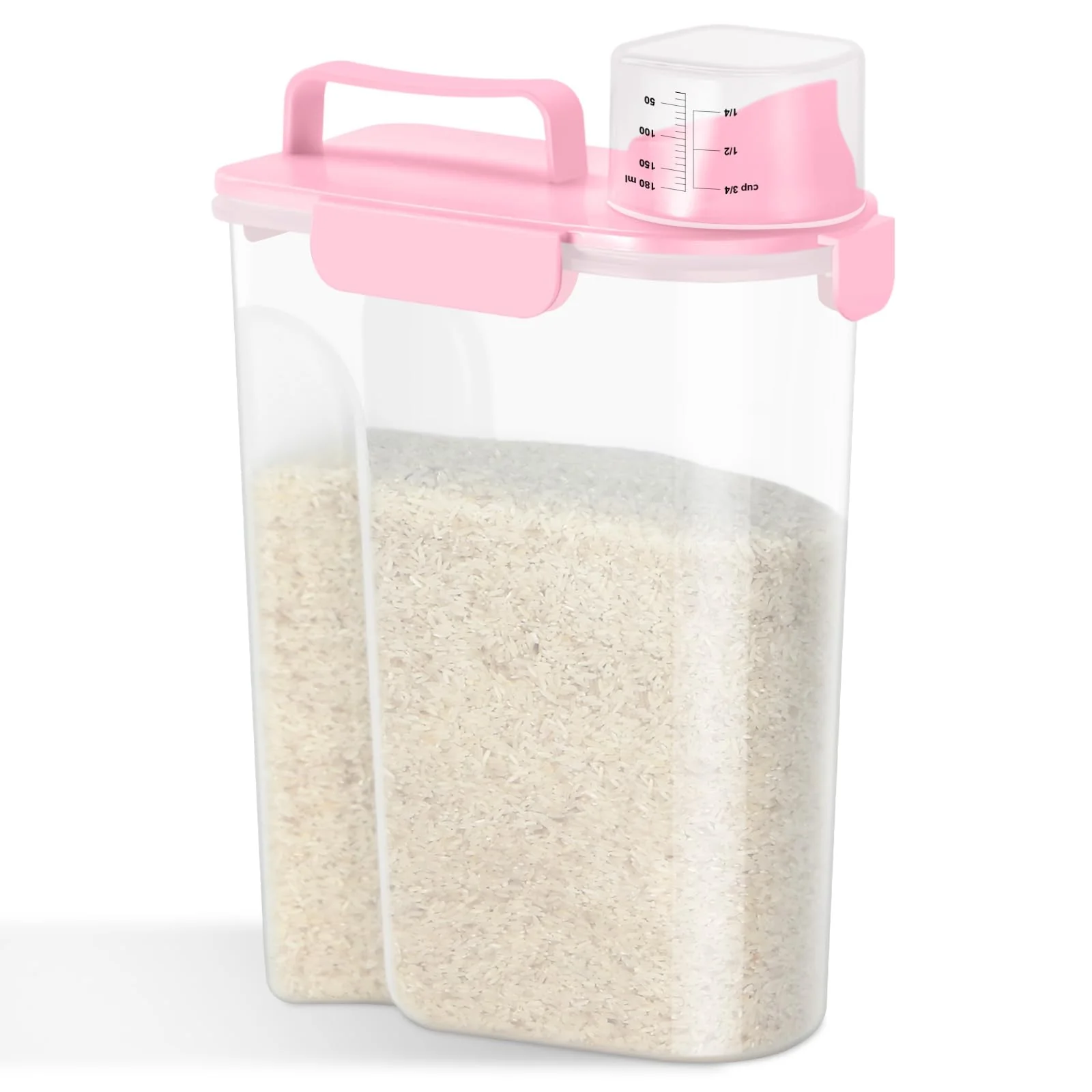 Convenient TBMAXS Rice Storage Container 10 Lbs – Pink Airtight Spout Measuring Cup High-Grade