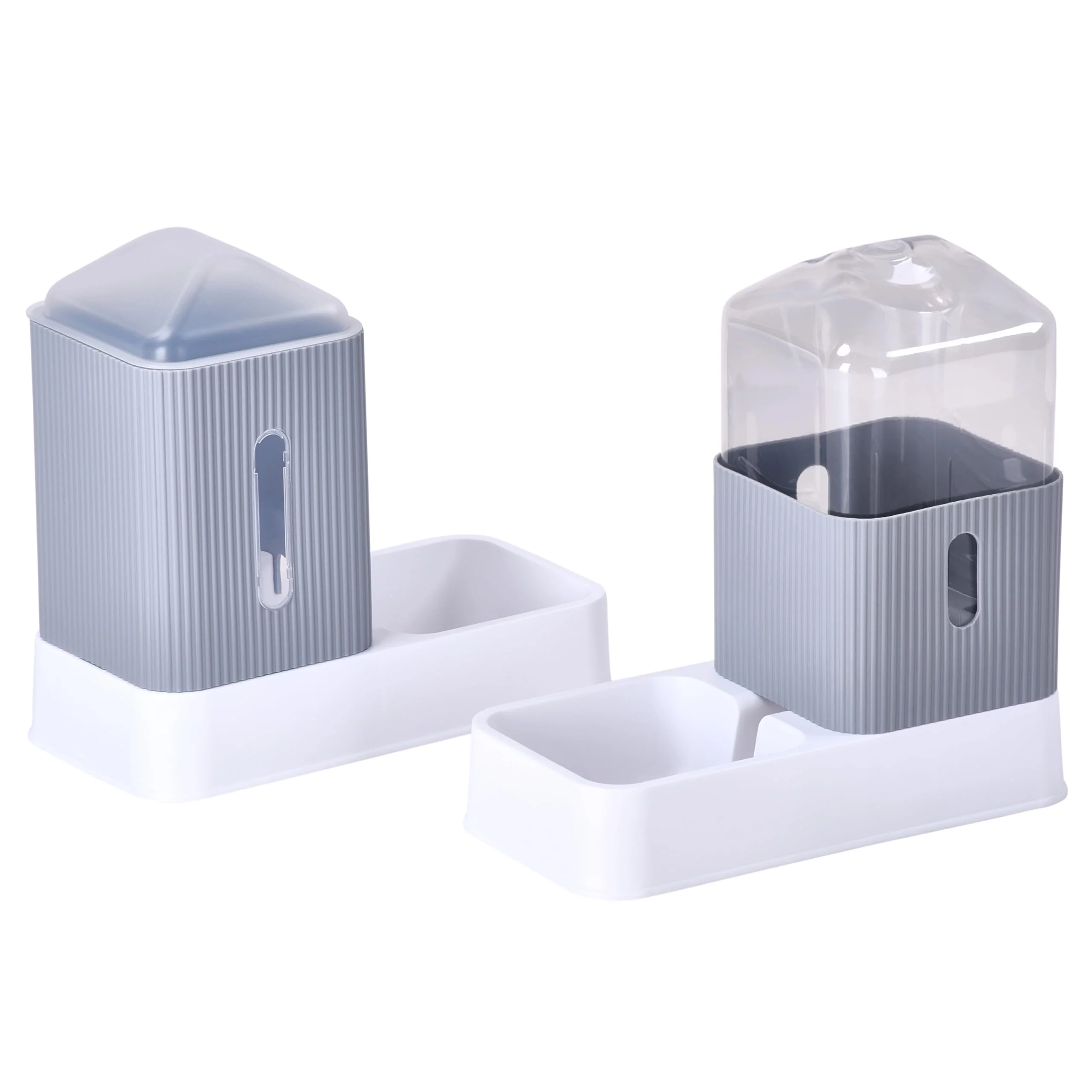 Sophisticated Noa Store Automatic Pet Water and Food Dispensers – Dual 3.5L Easy-Clean Bowls Grey Easy-to-Use